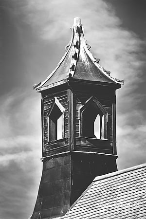 Bodie Methodist Church tower BW